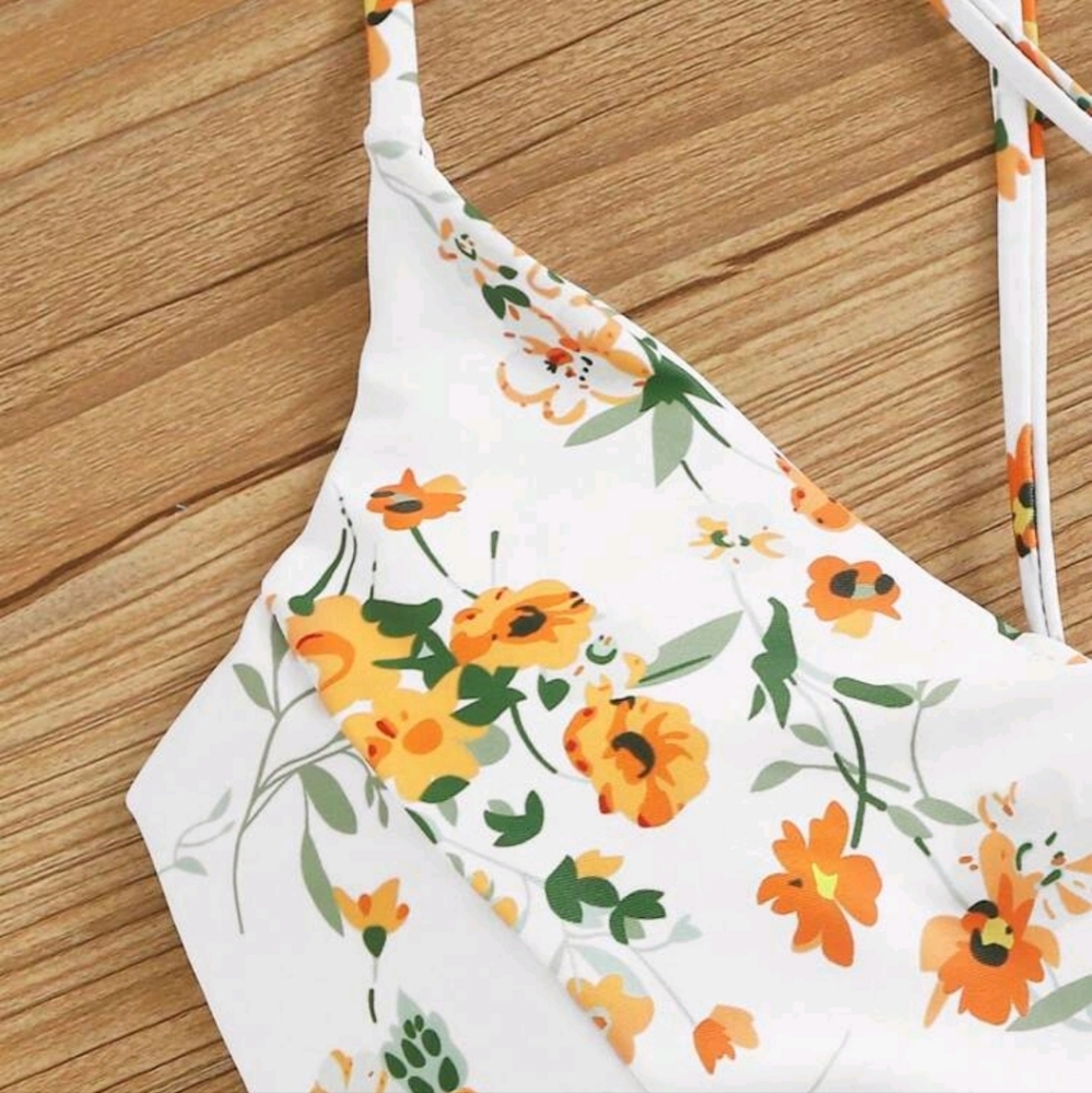 NWOT High Waisted Floral Print Bikini - Picture 3 of 4